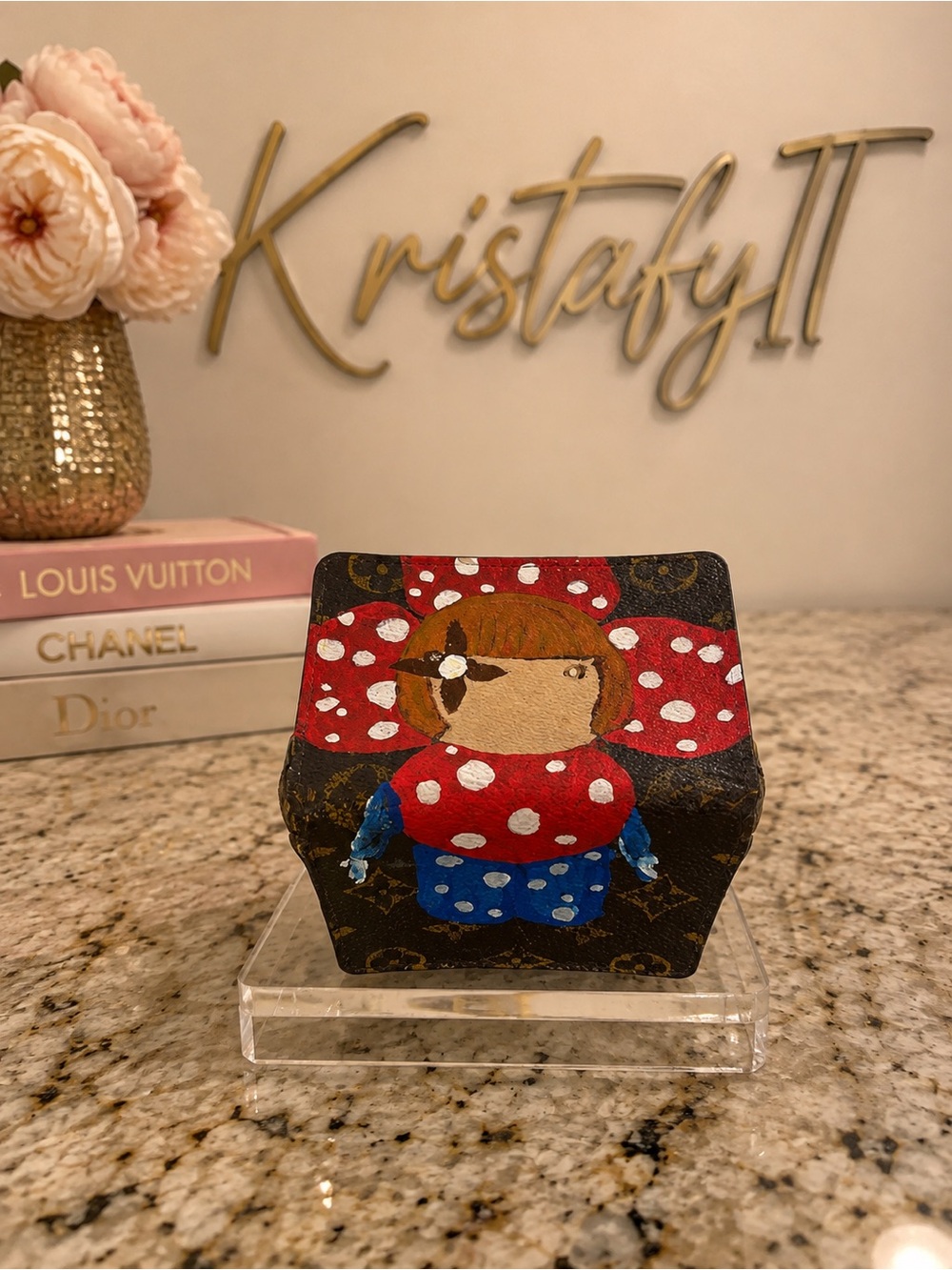 Louis Vuitton Vintage Card Holder Custom Hand Painted Vivienne